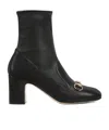 Gucci 75 Horsebit Leather Boots In Black