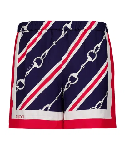 Gucci Horse Collar Button Printed Shorts In Black