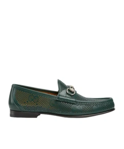 Gucci Horse-decorated Loafers In Green