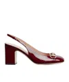 Gucci Bordeaux Slingback Pumps With Horsebit In Patent Leather Woman In Nude