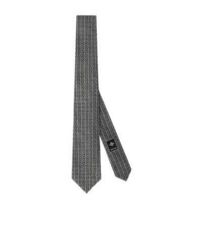 Gucci Horse-neck Clasp Jacquard Tie In Black