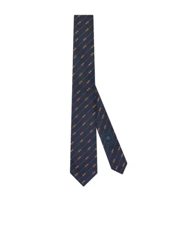 Gucci Horse-neck Clasp Jacquard Tie In Black