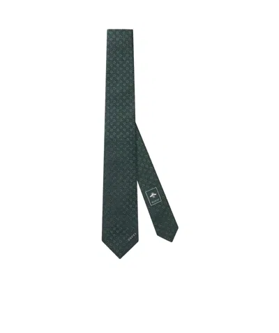 Gucci Horse-neck Clasp Jacquard Tie In Green