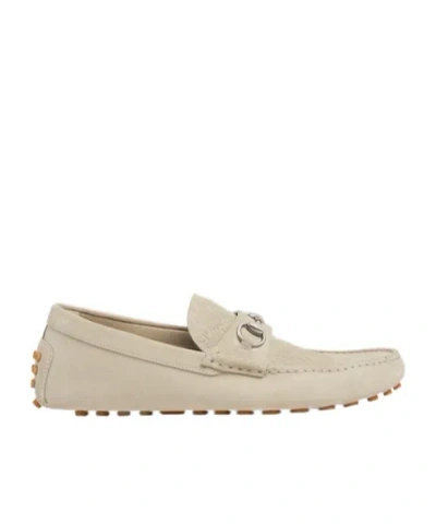 Gucci Horse Title Buckle Detail Loafers In Nude