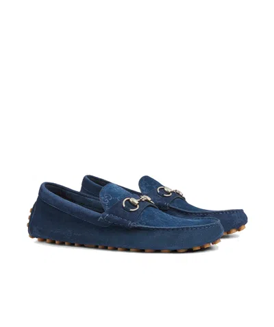 Gucci Horse Title Buckle Loafer Shoes In Blue