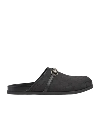Gucci Horse Title Buckle Muller Shoes In Black