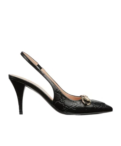 Gucci Horse Title Button High-heeled Sandals In Black