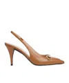 Gucci Horse Title Button High-heeled Sandals In Brown
