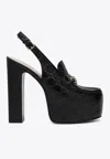 Gucci Ottavia Black Singback Pumps With Horsebit On The Front And All-over Double G Logo In Leather Woman In Black