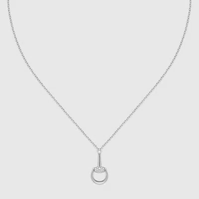 Gucci Horsebit 18k Diamond Necklace In White Gold