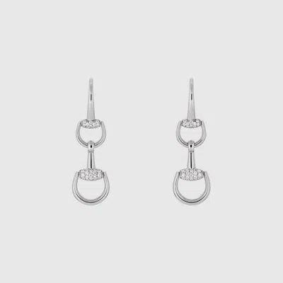 Gucci Horsebit 18k Drop Diamond Earrings In Orange