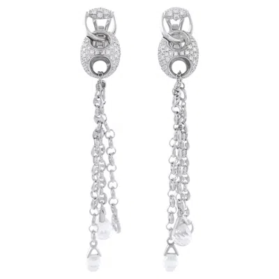 Pre-owned Gucci Horsebit 18k White Gold 1.20ct Diamond & White Topaz Earrings Gu04-042326
