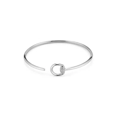 Gucci Horsebit 18k White Gold Diamond Bangle Bracelet - Yba837690001