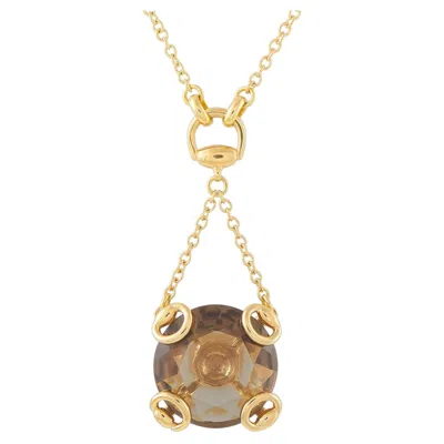 Pre-owned Gucci Horsebit 18k Yellow Gold Smoky Quartz Necklace Gu24-060526