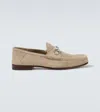 Gucci Horsebit 1953 Gg Debossed Suede Loafers In Oat/oat/oat