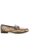 Gucci Leather Monogram Loafers In Nude