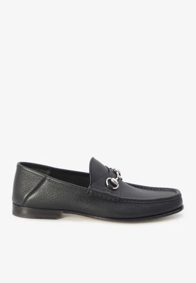 Gucci Horsebit 1953 Pebbled Leather Loafers In Black