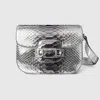 Gucci Horsebit 1955 Aura Python Mini Shoulder Bag In Silver