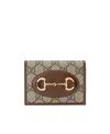 Gucci Compact Wallet With Signature Logo Pattern In Brown