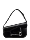 Gucci Leather Shoulder Bag With Iconic Frontal Horsebit In Black