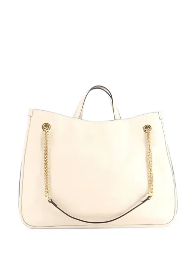 Pre-owned Gucci Horsebit 1955 Chain Leather Large Tote Bag In White