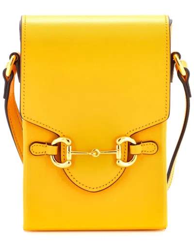 Gucci Horsebit 1955 Crossbody Bag Leather Mini (authentic Pre-loved) In Yellow