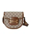 Gucci Horsebit 1955 Leather-trimmed Printed Coated-canvas Shoulder Bag In Nude