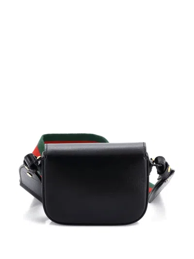 Pre-owned Gucci Horsebit 1955 Flap Wallet With Strap Leather Crossbody Bag In Black