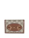 Gucci Horsebit 1955 Gg Beige Card Holder In Neutral