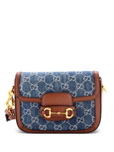 Pre-owned Gucci Horsebit 1955 Gg Denim Mini Shoulder Bag In Blue