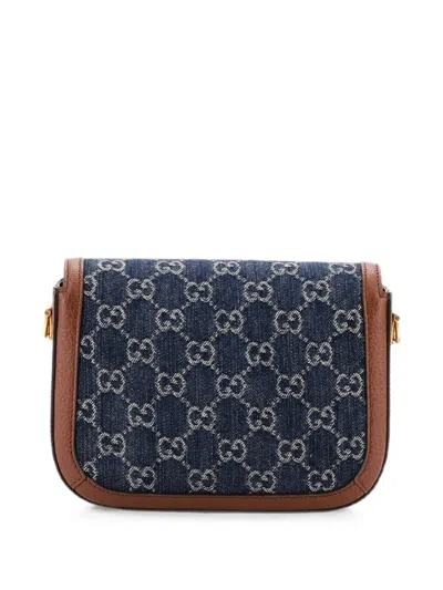 Pre-owned Gucci Horsebit 1955 Gg Denim Mini Shoulder Bag In Blue