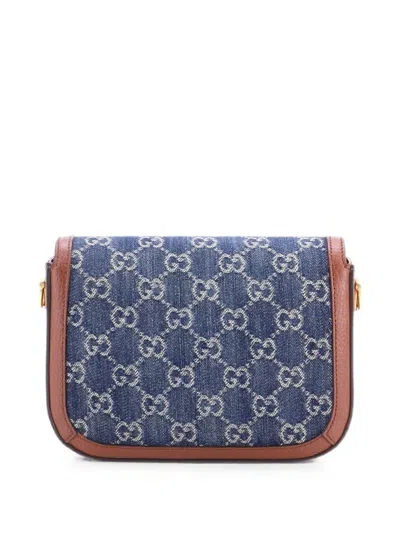 Pre-owned Gucci Horsebit 1955 Gg Denim Mini Shoulder Bag In Blue