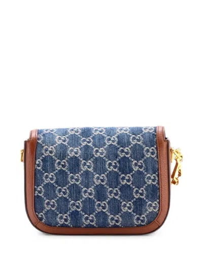 Pre-owned Gucci Horsebit 1955 Gg Denim Mini Shoulder Bag In Blue