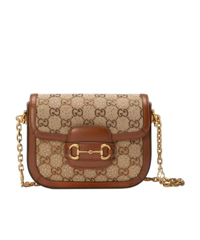 Gucci Horsebit 1955 Gg` Mini Bag In Brown
