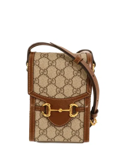 Pre-owned Gucci Horsebit 1955 Gg Shoulder Bag In Neutral