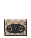 Gucci Horsebit 1955 Card Case Wallet In Beige