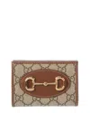 Gucci Horsebit 1955 Gg Supreme Canvas & Leather Card Case In Brown