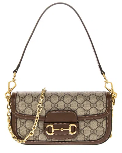 GUCCI GUCCI HORSEBIT 1955 GG SUPREME CANVAS & LEATHER SHOULDER BAG