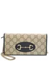 Gucci Horsebit 1955 Gg Supreme Canvas & Leather Wallet On Chain