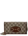 Gucci Horsebit 1955 Gg Supreme Canvas & Leather Wallet On Chain In Beige