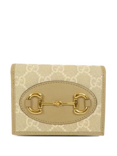 Pre-owned Gucci Horsebit 1955 Gg Wallet In Neutral