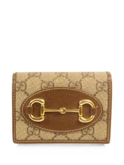 Pre-owned Gucci Horsebit 1955 Gg Wallet In Neutral