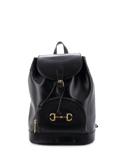 Pre-owned Gucci Horsebit 1955 Leather Backpack In Black