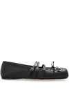 Gucci Leather Bow Detail Squared Toe Ballet Flats In Black