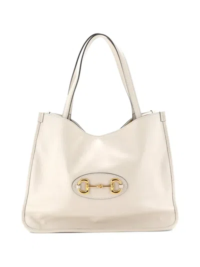 Pre-owned Gucci Horsebit 1955 Leather Medium Tote Bag In Neutral