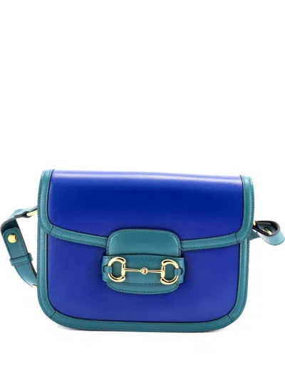 Pre-owned Gucci Horsebit 1955 Leather Small Shoulder Bag In Blue