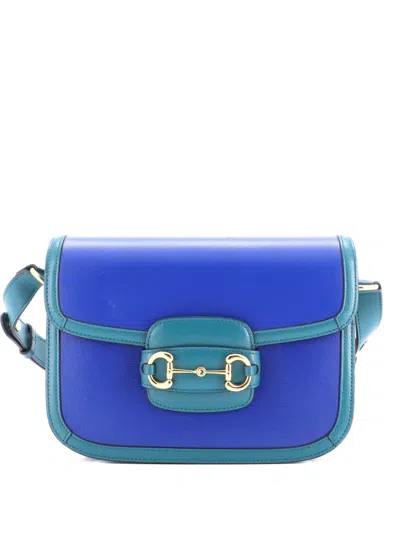 Pre-owned Gucci Horsebit 1955 Leather Small Shoulder Bag In Blue