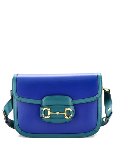 Pre-owned Gucci Horsebit 1955 Leather Small Shoulder Bag In Blue