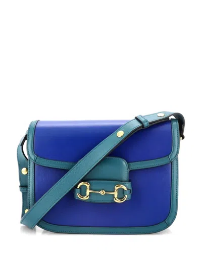 Pre-owned Gucci Horsebit 1955 Leather Small Shoulder Bag In Blue