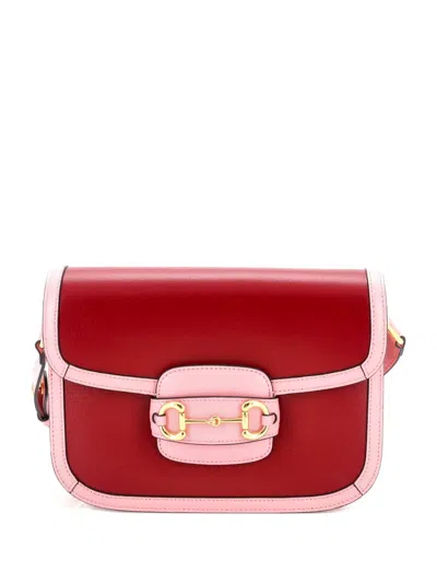Pre-owned Gucci Horsebit 1955 Leather Small Shoulder Bag In Red